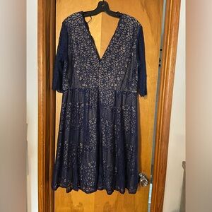 Luxology Size 16 Navy Blue Lace Dress